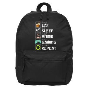 Eat Sleep Anime Gaming Repeat Kawaii Otaku Anime Manga 16 in Basic Backpack