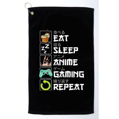 Eat Sleep Anime Gaming Repeat Kawaii Otaku Anime Manga Platinum Collection Golf Towel