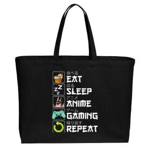 Eat Sleep Anime Gaming Repeat Kawaii Otaku Anime Manga Cotton Canvas Jumbo Tote