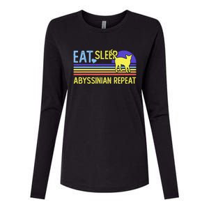 Eat Sleep Abyssinian Cat Repeat Womens Cotton Relaxed Long Sleeve T-Shirt