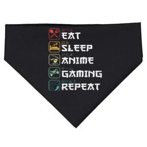 Eat Sleep Anime Gaming Repeat Retro Otaku Anime Manga USA-Made Doggie Bandana