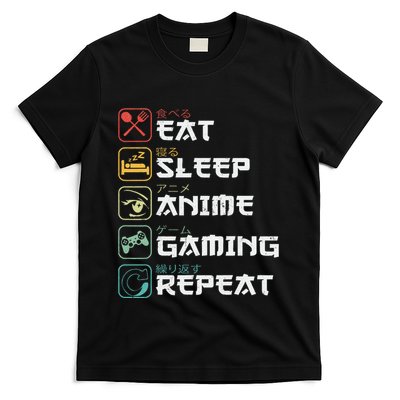 Eat Sleep Anime Gaming Repeat Retro Otaku Anime Manga T-Shirt