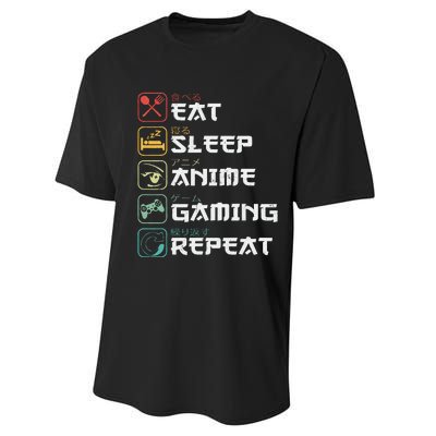 Eat Sleep Anime Gaming Repeat Retro Otaku Anime Manga Performance Sprint T-Shirt