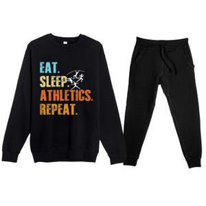 Eat Sleep Athletics Repeat Funny Sports Athletes Premium Premium Crewneck Sweatsuit Set