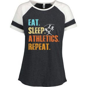 Eat Sleep Athletics Repeat Funny Sports Athletes Premium Enza Ladies Jersey Colorblock Tee