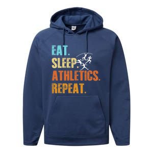 Eat Sleep Athletics Repeat Funny Sports Athletes Premium Performance Fleece Hoodie