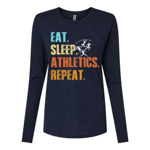 Eat Sleep Athletics Repeat Funny Sports Athletes Premium Womens Cotton Relaxed Long Sleeve T-Shirt