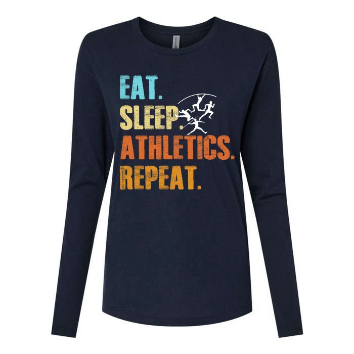 Eat Sleep Athletics Repeat Funny Sports Athletes Premium Womens Cotton Relaxed Long Sleeve T-Shirt