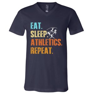 Eat Sleep Athletics Repeat Funny Sports Athletes Premium V-Neck T-Shirt