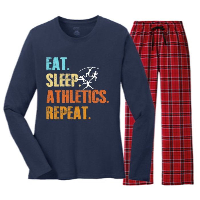 Eat Sleep Athletics Repeat Funny Sports Athletes Premium Women's Long Sleeve Flannel Pajama Set 