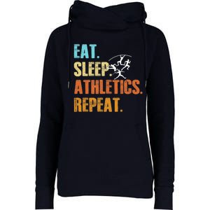 Eat Sleep Athletics Repeat Funny Sports Athletes Premium Womens Funnel Neck Pullover Hood