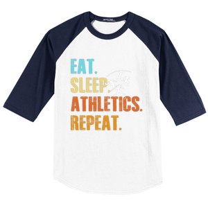 Eat Sleep Athletics Repeat Funny Sports Athletes Premium Baseball Sleeve Shirt