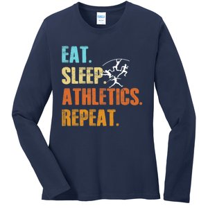 Eat Sleep Athletics Repeat Funny Sports Athletes Premium Ladies Long Sleeve Shirt