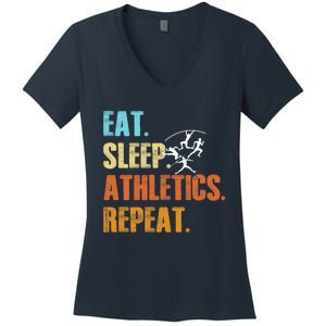 Eat Sleep Athletics Repeat Funny Sports Athletes Premium Women's V-Neck T-Shirt