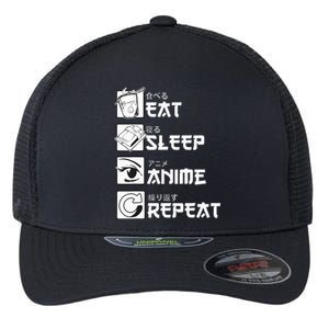 Eat Sleep Anime Repeat Manga Flexfit Unipanel Trucker Cap