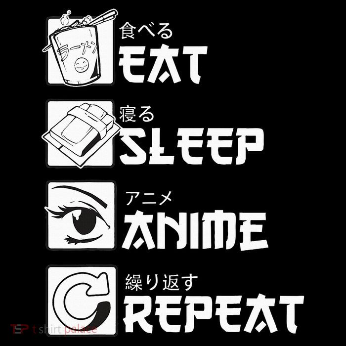 Eat Sleep Anime Repeat Manga T-Shirt
