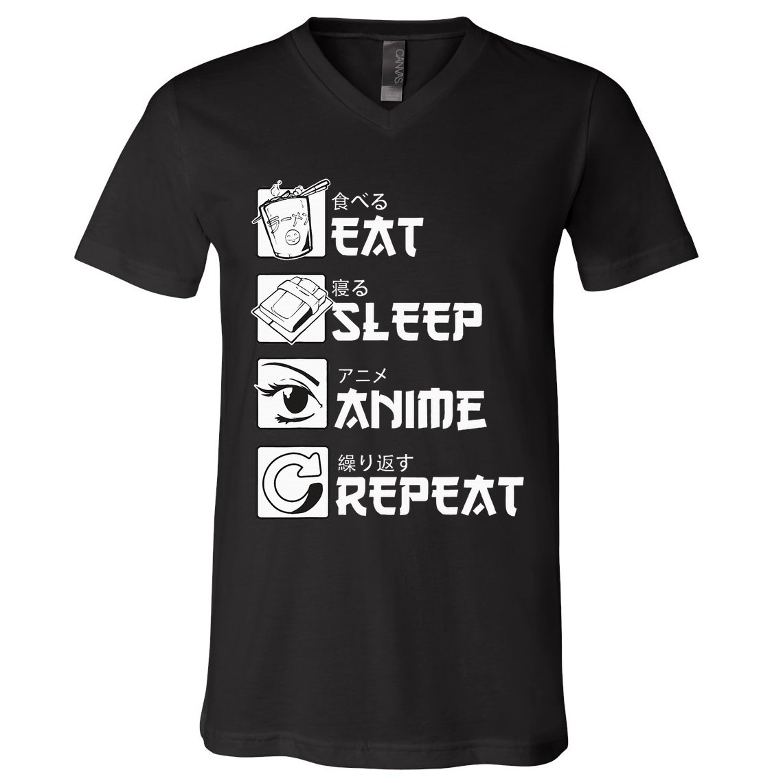Eat Sleep Anime Repeat Manga V-Neck T-Shirt
