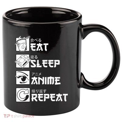 Eat Sleep Anime Repeat Manga 11oz C Handle Ceramic Mug