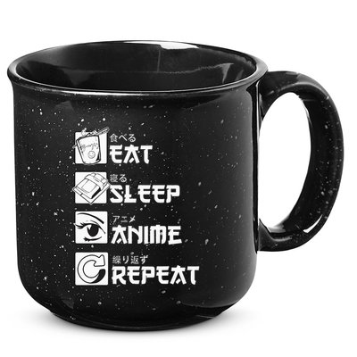 Eat Sleep Anime Repeat Manga 15oz Campfire Ceramic Mug