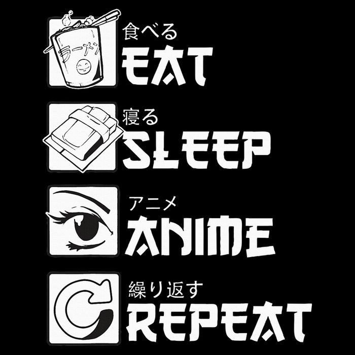 Eat Sleep Anime Repeat Manga Drawstring Bag