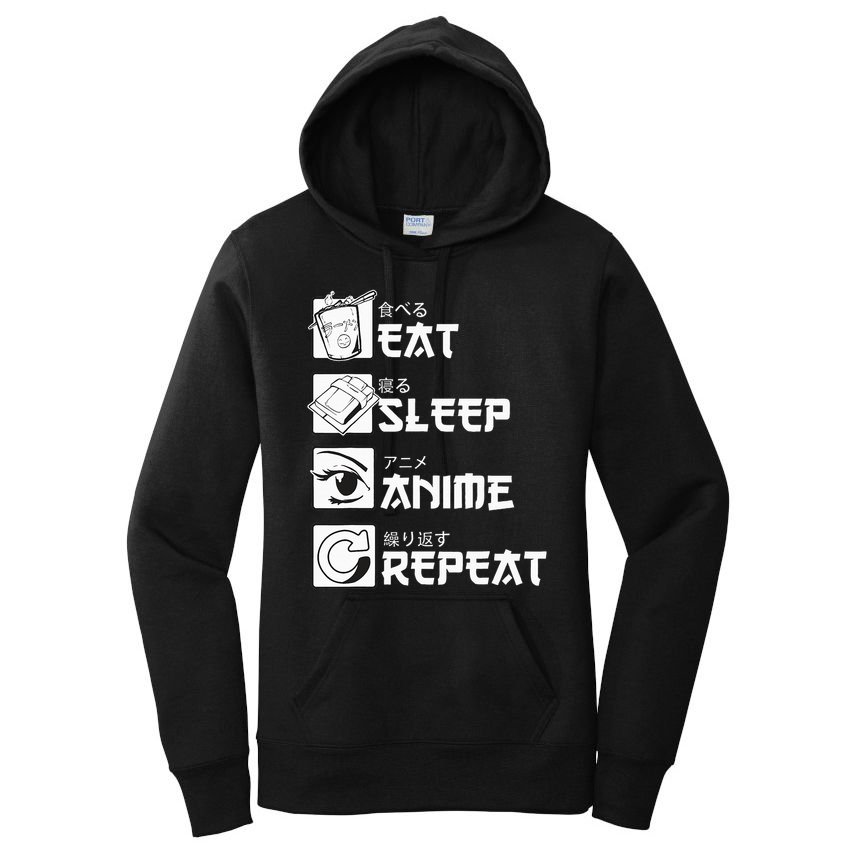 Eat Sleep Anime Repeat Manga Women's Pullover Hoodie