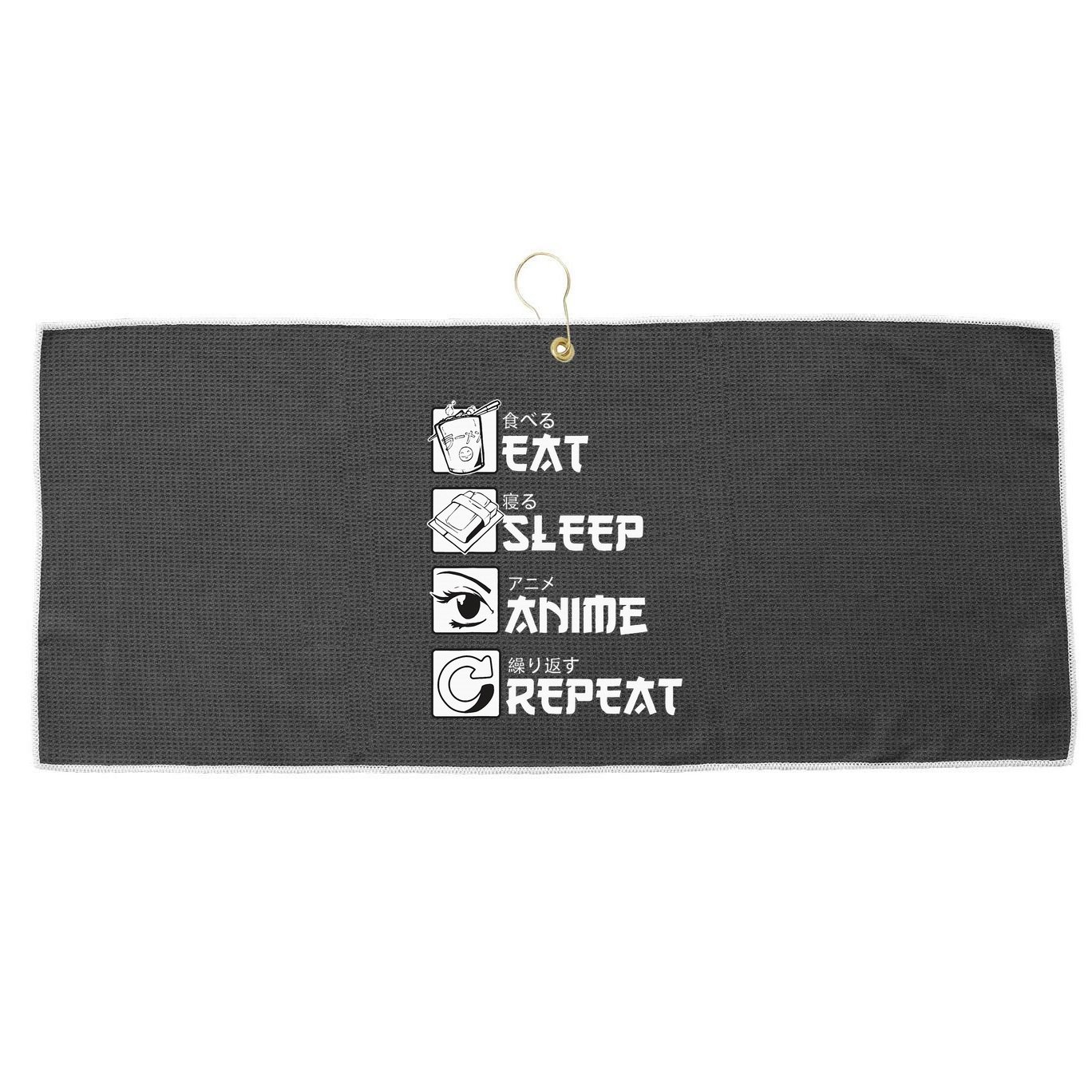 Eat Sleep Anime Repeat Manga Large Microfiber Waffle Golf Towel