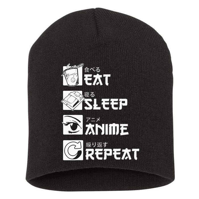 Eat Sleep Anime Repeat Manga Short Acrylic Beanie