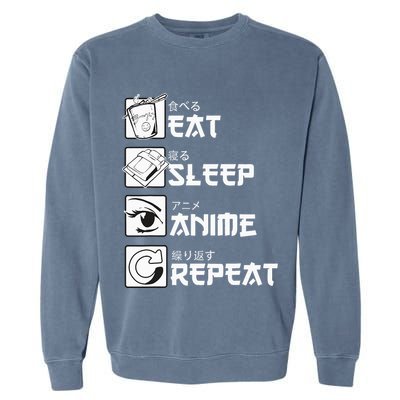 Eat Sleep Anime Repeat Manga Garment-Dyed Sweatshirt