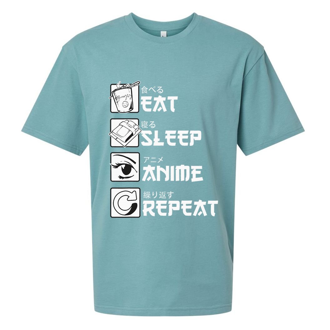 Eat Sleep Anime Repeat Manga Sueded Cloud Jersey T-Shirt