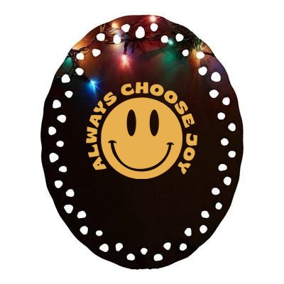 Emoji Smile Always Choose Joy Ceramic Oval Ornament