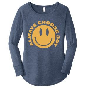 Emoji Smile Always Choose Joy Women's Perfect Tri Tunic Long Sleeve Shirt