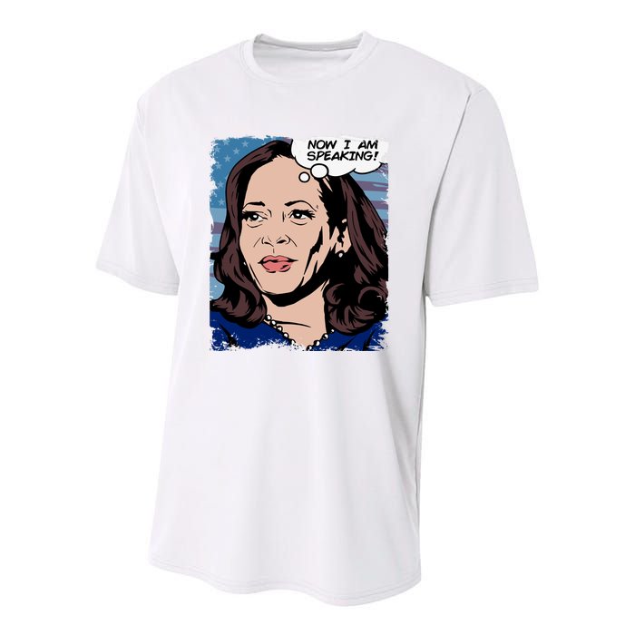 Now I Am Speaking Kamala Harris Youth Performance Sprint T-Shirt