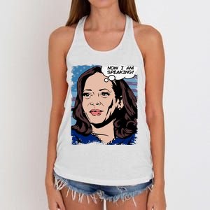 Now I Am Speaking Kamala Harris Women's Knotted Racerback Tank