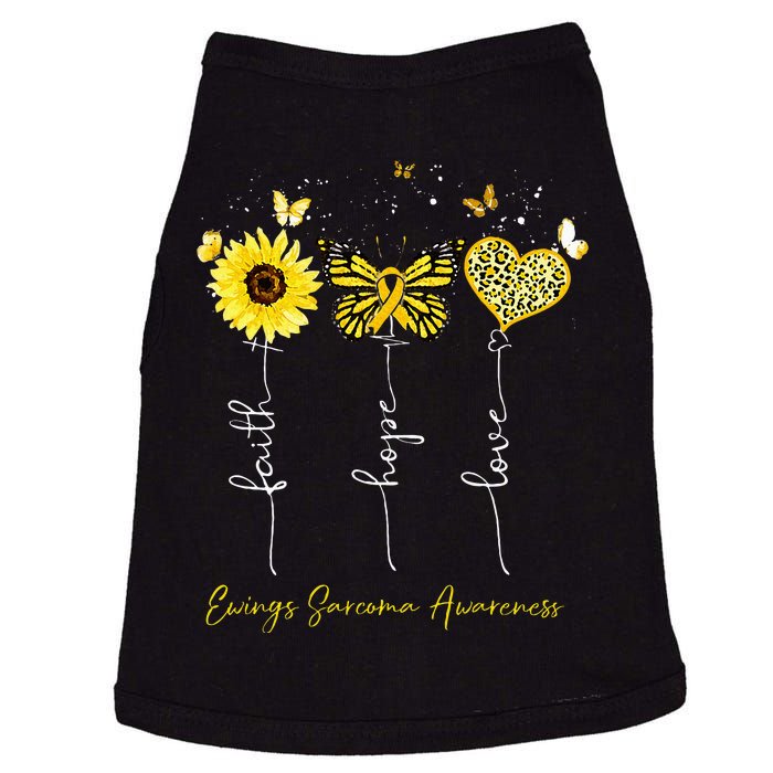 Ewings Sarcoma Awareness Faith Hope Love Leopard Sunflower Doggie Tank