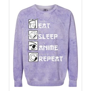 Eat Sleep Anime Repeat Manga Colorblast Crewneck Sweatshirt