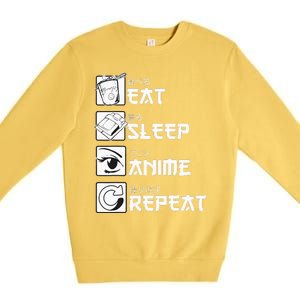 Eat Sleep Anime Repeat Manga Premium Crewneck Sweatshirt