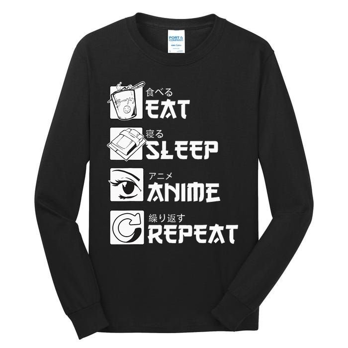 Eat Sleep Anime Repeat Manga Tall Long Sleeve T-Shirt