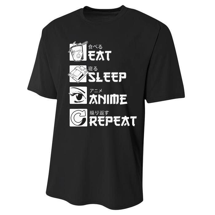 Eat Sleep Anime Repeat Manga Performance Sprint T-Shirt