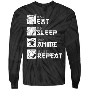 Eat Sleep Anime Repeat Manga Tie-Dye Long Sleeve Shirt