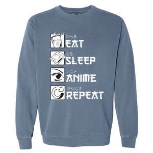 Eat Sleep Anime Repeat Manga Garment-Dyed Sweatshirt