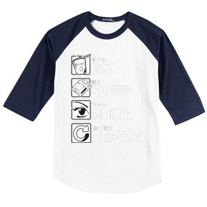 Eat Sleep Anime Repeat Manga Baseball Sleeve Shirt