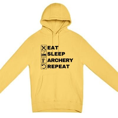 Eat Sleep Archery Repeat Bow And Arrow Archer Funny Archery Archer Bow & Arrow Premium Pullover Hoodie