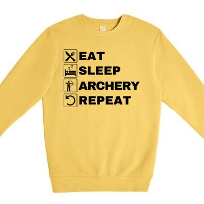 Eat Sleep Archery Repeat Bow And Arrow Archer Funny Archery Archer Bow & Arrow Premium Crewneck Sweatshirt