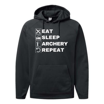 Eat Sleep Archery Repeat Bow And Arrow Archer Funny Archery Archer Bow & Arrow Performance Fleece Hoodie