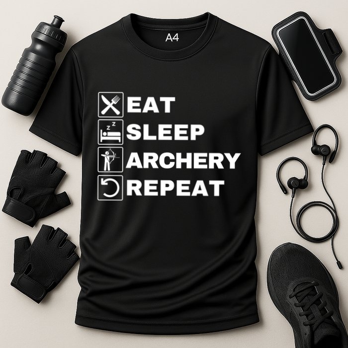 Eat Sleep Archery Repeat Bow And Arrow Archer Funny Archery Archer Bow & Arrow Cooling Performance Crew T-Shirt
