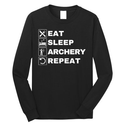 Eat Sleep Archery Repeat Bow And Arrow Archer Funny Archery Archer Bow & Arrow Long Sleeve Shirt