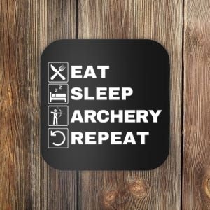 Eat Sleep Archery Repeat Bow And Arrow Archer Funny Archery Archer Bow & Arrow Coaster