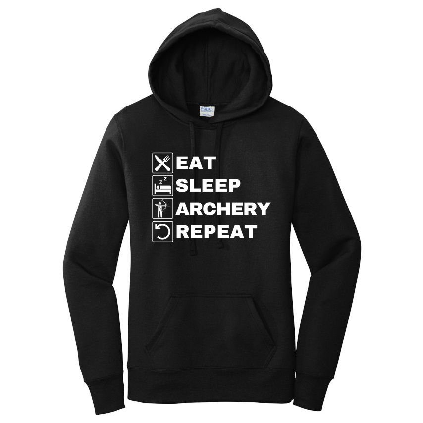 Eat Sleep Archery Repeat Bow And Arrow Archer Funny Archery Archer Bow & Arrow Women's Pullover Hoodie