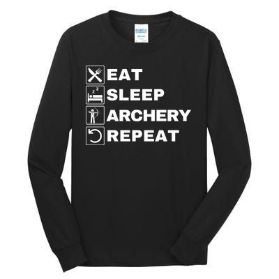 Eat Sleep Archery Repeat Bow And Arrow Archer Funny Archery Archer Bow & Arrow Tall Long Sleeve T-Shirt