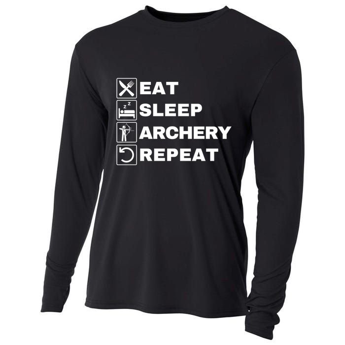 Eat Sleep Archery Repeat Bow And Arrow Archer Funny Archery Archer Bow & Arrow Cooling Performance Long Sleeve Crew
